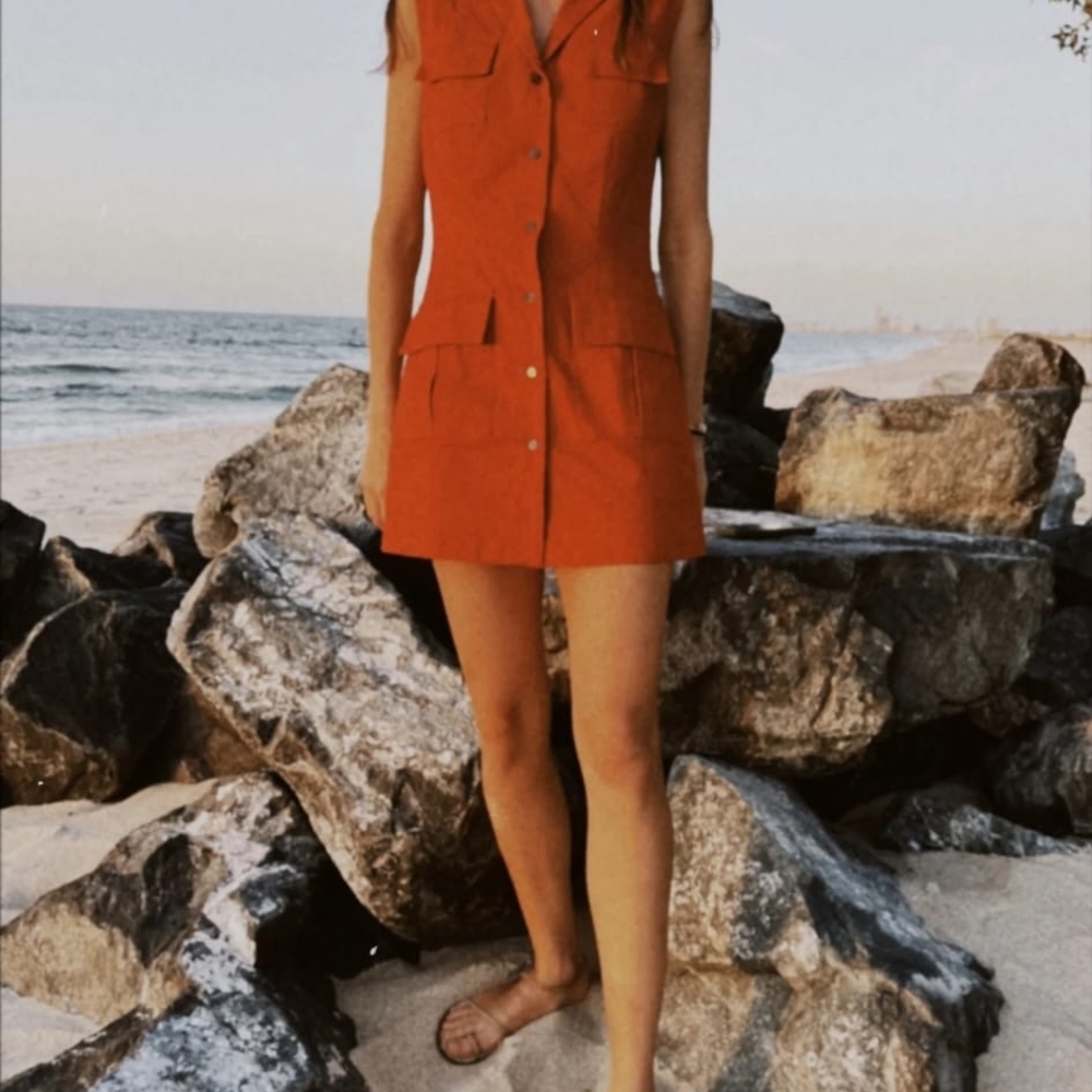 Orange Sleeveless  Usisi Sister Mini‎ Dress Size M.